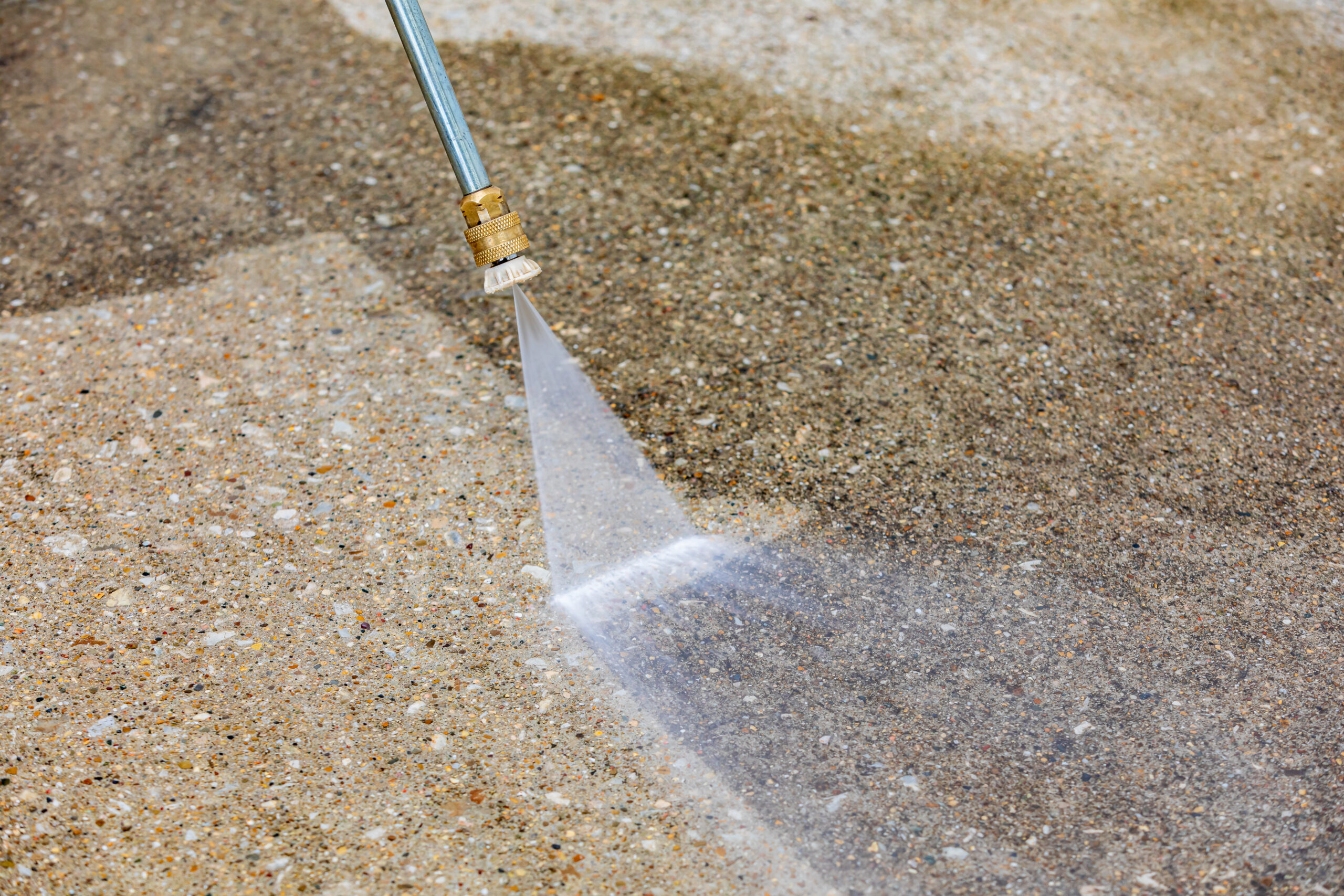 Pressure washing concrete